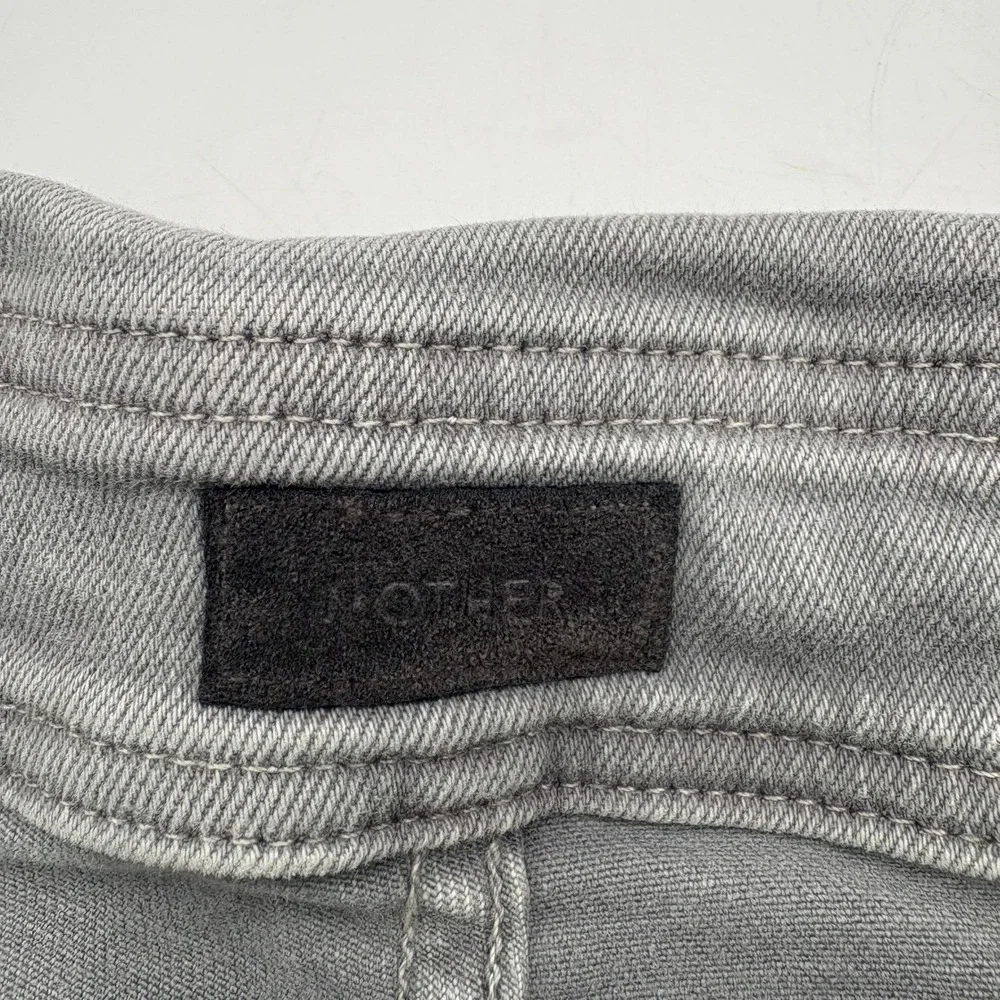 MOTHER The Swooner Exposed Snap Ankle High Waisted Jeans Gray Denim Size 24‎